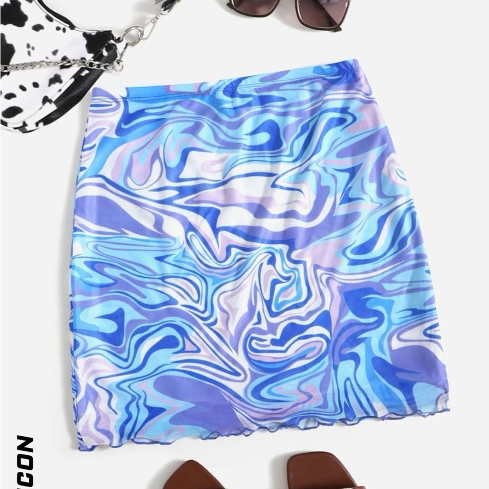 Marble Print Mini Skirt